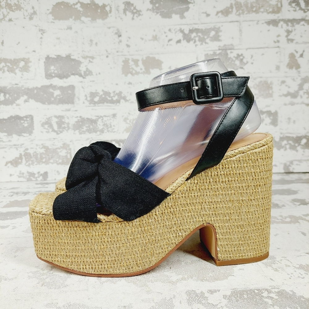 New Sam Edelman Theresa 2 Women's Black Summer Platform Sandals H713